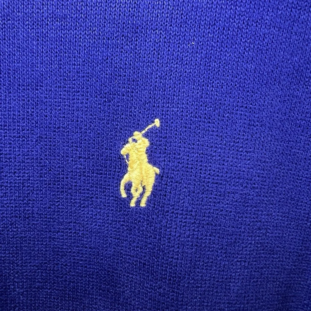 Polo Ralph Lauren‎ Estate Rib Sweater Men's XXL Yellow Pony ¼ Zip Pullover Blue